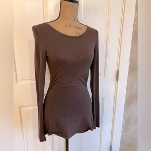 Lot of 2 Express Sexy Basics long sleeve crew neck shirts black and brown